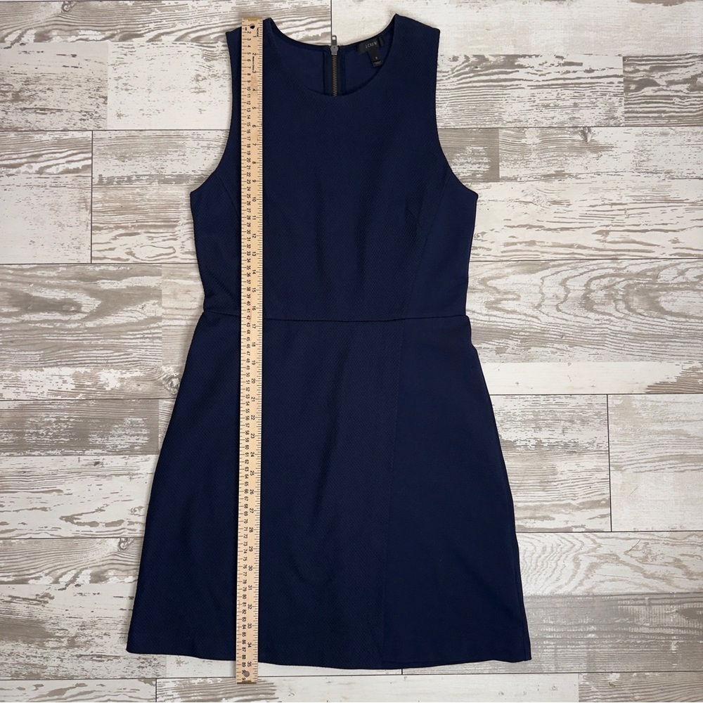 J.Crew Navy Sleeveless Textured A-Line Dress Size 6 –‎ Exposed Zipper, Cotton - Picture 7 of 13